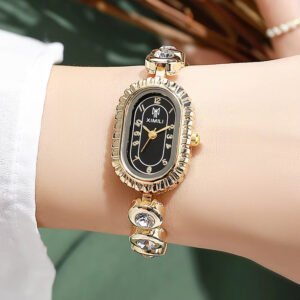 ساعات نسائية عصرية جديدة، ساعة يد كاجوال للسيدات، ساعة كوارتز، ساعة نسائية بيضاوية مرصعة بالأحجار الكريمة، ساعة نسائية ريلوجيو فيمينينو