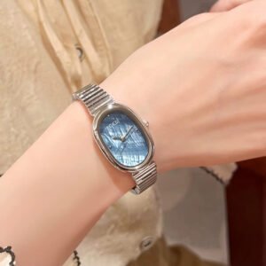 ساعة يد نسائية فاخرة من GEDI بتصميم بيضاوي ذهبي، حزام من الفولاذ المقاوم للصدأ، ساعة كوارتز أنيقة بطراز عتيق، هدية مثالية للسيدات